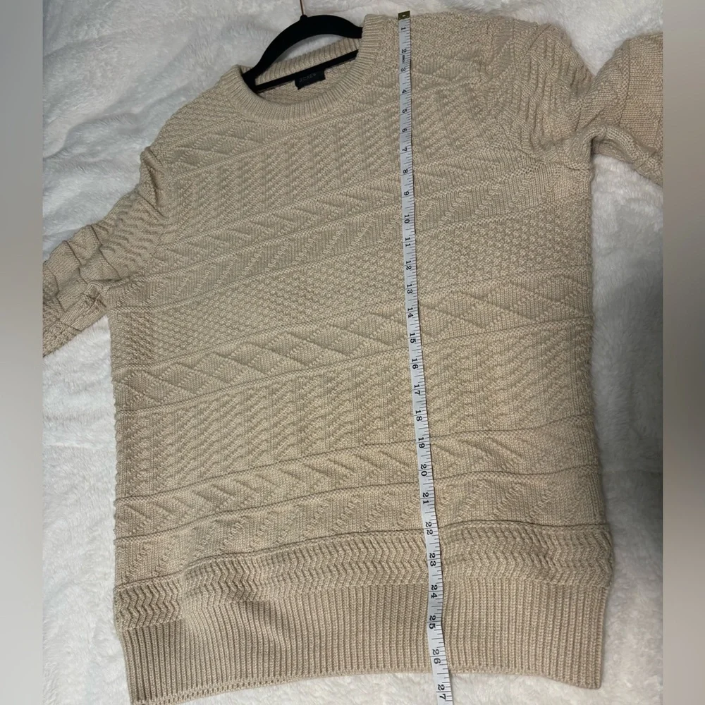 J. Crew Men's Cream Cable & Textured Crewneck Fisherman Guernsey Stitch Sweater